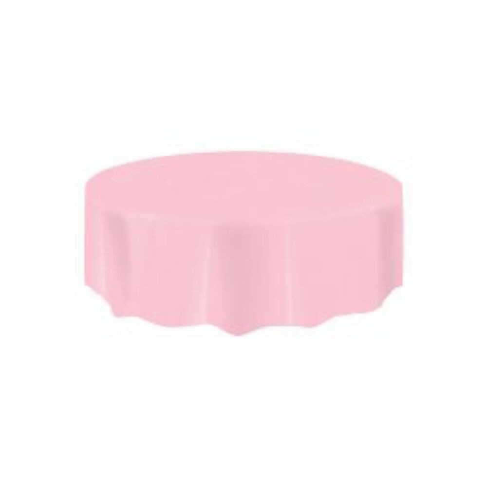 6-Pack 84" Round Neon Pink Plastic Reusable, Waterproof TableCover Party Pink